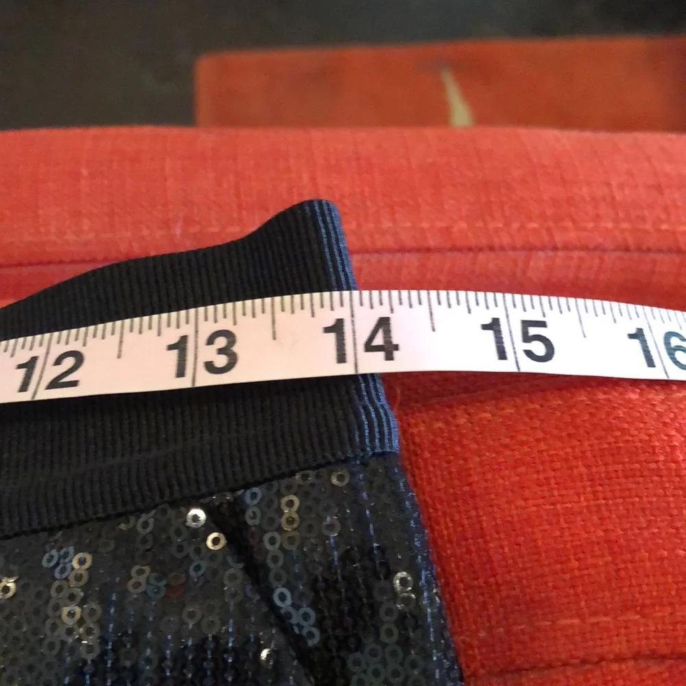 Ann Taylor Sequined Black Skirt Front Pleats, Pockets & Grosgrain Ribbon Waist - Picture 6 of 8